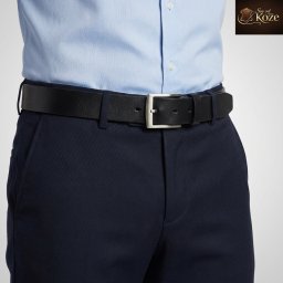 Crni muški kožni kaiš za pantalone