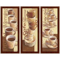 Dobro jutro, kafa Roma, Venecija, komplet od dve uramljene slike 30x70cm svaka