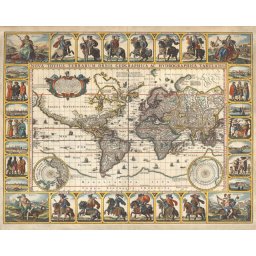 Stara geografska mapa sa zlatotiskom, dimenzije 56x71cm