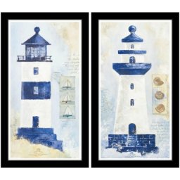Plavo beli svetionici, dve uramljene slike 15x35cm svaka