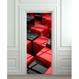 Nalepnica za vrata Crveno crne kocke 6168
