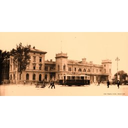 Stari Beograd- Zeleznicka stanica 1929. god., uramljena slika 50x100cm