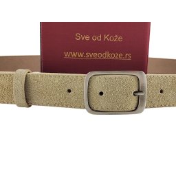 Ženski kaiš od prevrnute kože svetlo krem