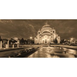 Hram Sv. Save Sepia, uramljena slika 50x100 cm