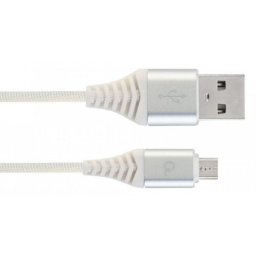 Kabl USB micro USB Gembird CC-USB2B-AMmBM-1M-BW2 Premium cotton braided 8-pin charging and data cable, 1m, silver/white