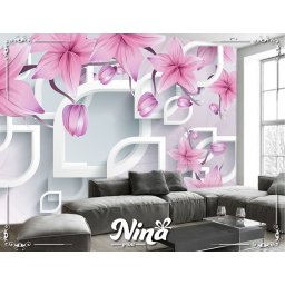 Foto tapet 3d tapet roze cvet Tapet201