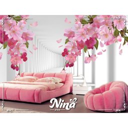 Foto tapet 3d pink cveće Tapet236