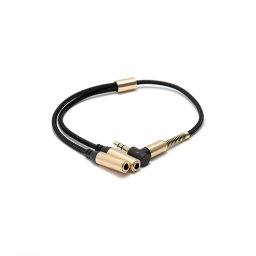 Audio AUX kabal SPRING THIN 3.5mm na 2x 3.5mm crno-zlatni