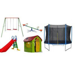 Dečiji komplet za dvorište ( Playground 1A ) Trambolina + Ljuljaška + Kućica + Tobogan + Klackalica