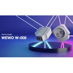 Putni punjač sa 3 x USB izlaza, 3.4A, adapteri za EU, UK, USA strujne utičnice, WEWO W-008