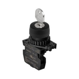 Prekidač dvopoložajni S2KR-2EKAM, 0-1 90Â°, 1NO, fi22mm, sa ključem, 6A 250Vac IP52 Autonics