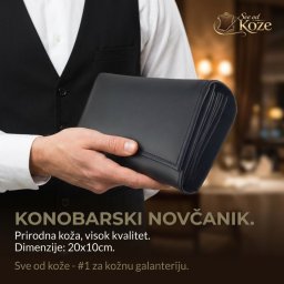 Kožni konobarski novčanik crni