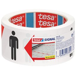 Traka za označavanje socijalne distance lepljiva 50mm/50m pp Tesa 58263 crveno-bela