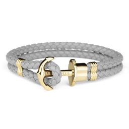 Paul hewitt phreps zlatno sidro siva kožna narukvica l ( ph-ph-l-r-gr-l )