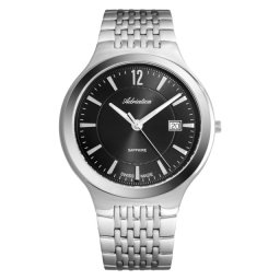 Muški adriatica premiere quartz crni srebrni elegantni ručni sat sa srebrnim metalnim kaišem ( a8296.5156q )
