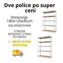 Dve police po super ceni - 180x120x45, 5x275kg, galvanizovana