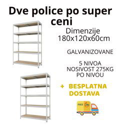Dve police po super ceni 180x120x60cm, 5x275kg