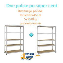 Dve police po super ceni 180x100x45cm, 5x250kg, galva