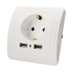 Ugradna Šuko Utičnica sa 2 USB Porta 2.1A – Bela