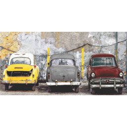 Cuba old cars, uramljena slika 50x100cm