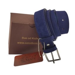 Teget muški kaiš od prevrnute kože za farmerice i pantalone