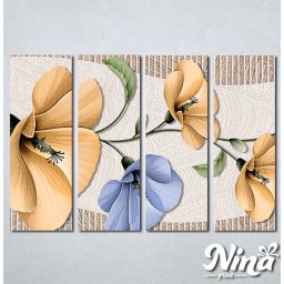 Slike na platnu Bež i plavi apstraktni cvet Nina293_4