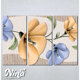 Slike na platnu Bež i plavi apstraktni cvet Nina293_3