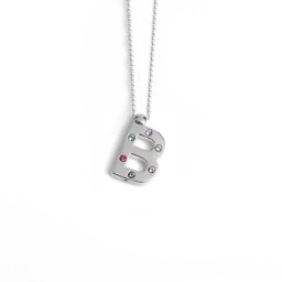 Ženski victoria cruz letter "b" multicolor lančić sa swarovski kristalima ( a3646-bhg )