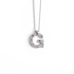 Ženski victoria cruz letter "g" multicolor lančić sa swarovski kristalima ( a3646-ghg )