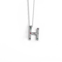 Ženski victoria cruz letter "h" multicolor lančić sa swarovski kristalima ( a3646-hhg )