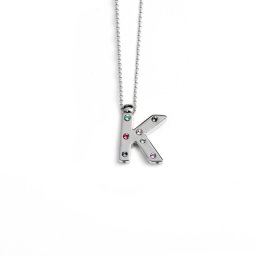 Ženski victoria cruz letter "k" multicolor lančić sa swarovski kristalima ( a3646-khg )