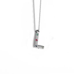 Ženski victoria cruz letter "l" multicolor lančić sa swarovski kristalima ( a3646-lhg )
