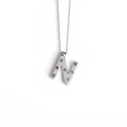 Ženski victoria cruz letter "n" multicolor lančić sa swarovski kristalima ( a3646-nhg )