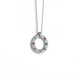 Ženski victoria cruz letter "o" multicolor lančić sa swarovski kristalima ( a3646-ohg )