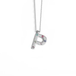 Ženski victoria cruz letter "p" multicolor lančić sa swarovski kristalima ( a3646-phg )