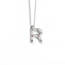 Ženski victoria cruz letter "r" multicolor lančić sa swarovski kristalima ( a3646-rhg )