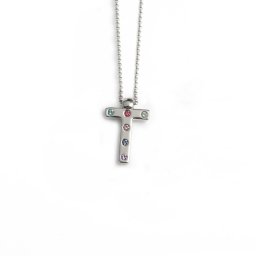 Ženski victoria cruz letter "t" multicolor lančić sa swarovski kristalima ( a3646-thg )