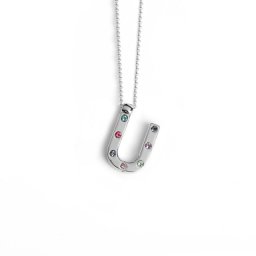Ženski victoria cruz letter "u" multicolor lančić sa swarovski kristalima ( a3646-uhg )
