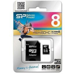 SiliconPower MicroSDHC 8GB Class 6 + SD adapter, SP008GBSTH006V10SP