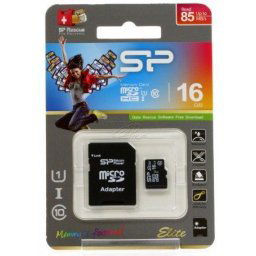 x-SiliconPower MicroSDHC 16GB * UHS-I U1/Class 10 Elite + SD adapter, SP016GBSTHBU1V10SP (470)