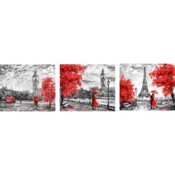 Slike Red Cities, tri uramljene slike 30x40cm svaka