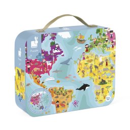 Kartonske puzzle - Okrugla dvostrana mapa sveta, 208 delova