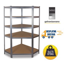 Polica UGAO 180x90x90x40cm, 5x175kg, galva