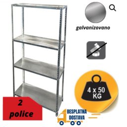 Komplet 2 police 150x75x30cm, 4x50kg galva