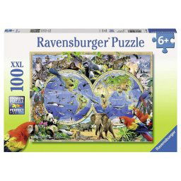 Ravensburger puzzle - Mapa sveta sa zivotinjama