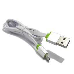 USB data kabal Flat CLUES XS-09 MicroUSB 1m belo/zeleni