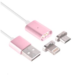 USB data kabal MAGNETNI 2in1 za Iphone lightning/micro rozi 1m