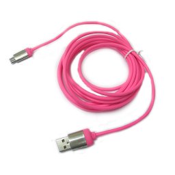 USB data kabal METAL microUSB 3m roze