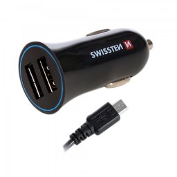SWISSTEN Auto Punjac 2.4A 2xUsb Micro (Crna)