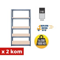 Dve police po super ceni 180x90x40cm, 5x200kg, Siva